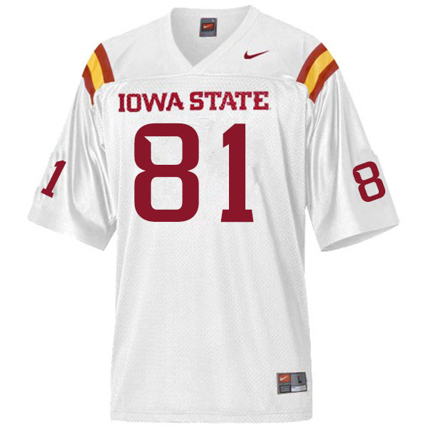 Men #81 D'Shayne James Iowa State Cyclones College Football Jerseys Sale-White - Click Image to Close